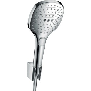 Hansgrohe Raindance Select E Brauseset mit Handbrause, Brausehalter und Schlauch in Chrom.