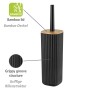 Schwarze WENKO WC-Garnitur Rotello mit Bambusdeckel und Rillenstruktur.