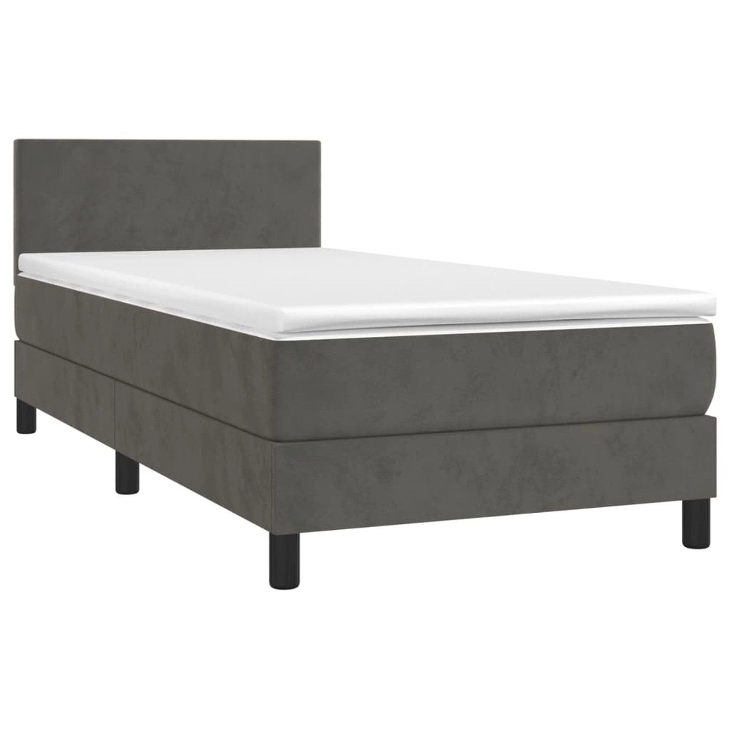 vidaXL Boxspringbett mit Matratze & LED Dunkelgrau 90x200 cm Samt 3134262 günstig online kaufen