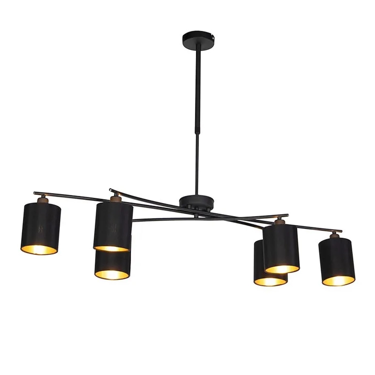 QAZQA Moderne Hängelampe Schwarz Verstellbar 6 Flammig   Lofty