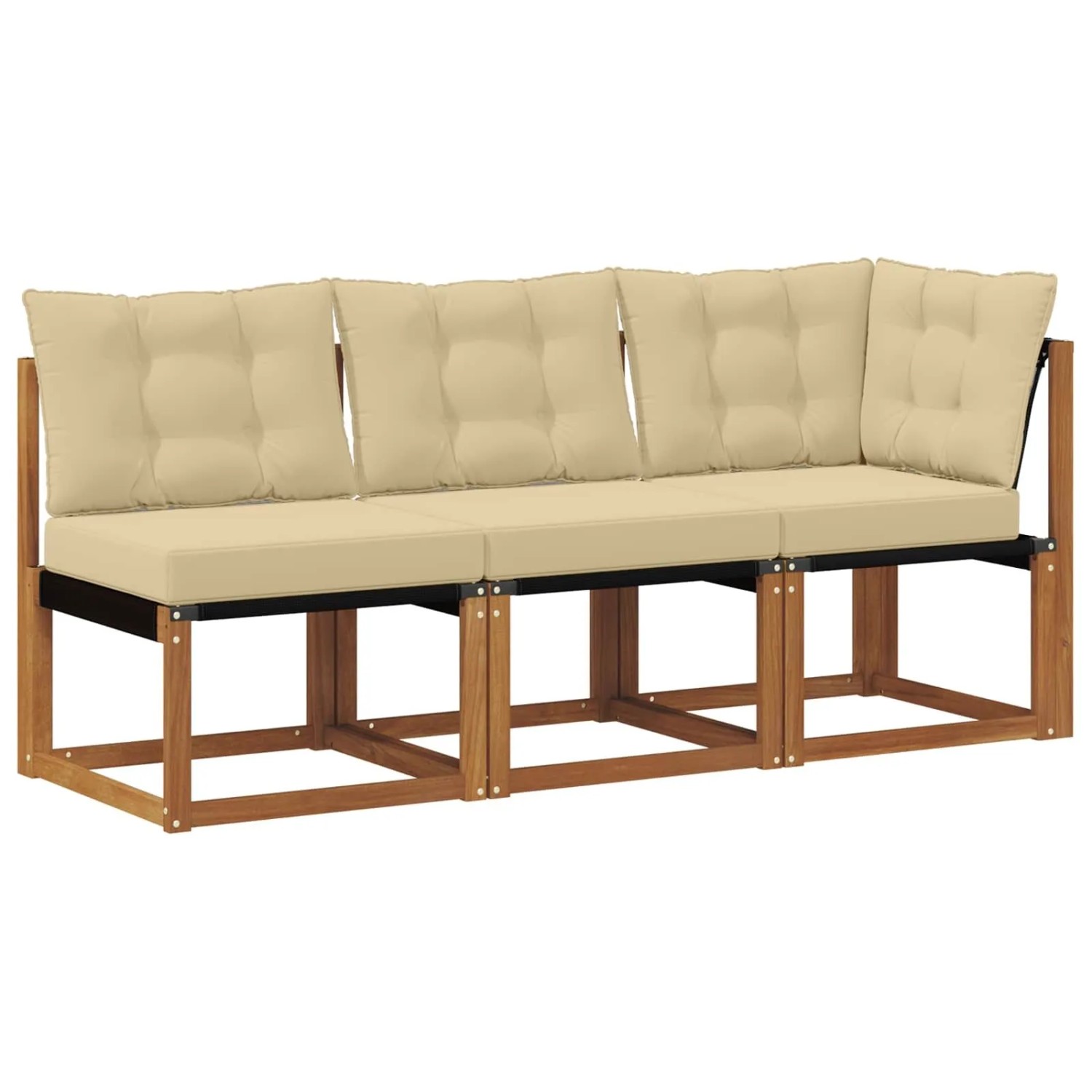 vidaXL Outdoor Mittel- und Ecksofa mit Kissen 3 Stück Natur 900620