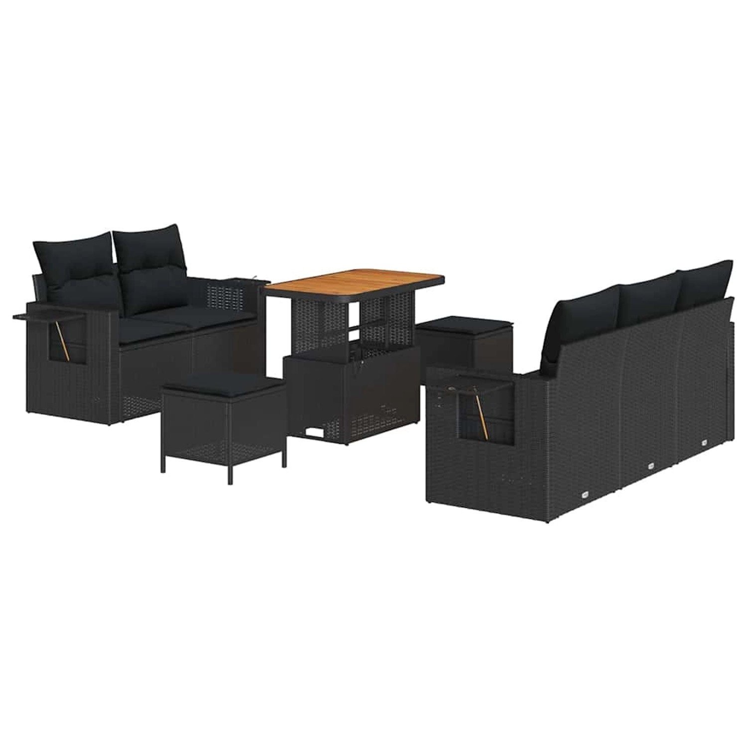 vidaXL Garten-Sofa-Set 8-Tlg Schwarz Poly Rattan 3361689 günstig online kaufen