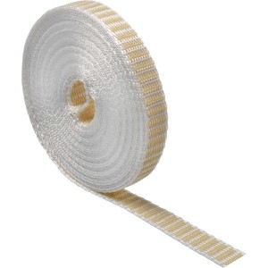 Beiger Schellenberg Rollladengurt Mini (14mm, 6m) auf Rolle, geeignet für Rollladenantriebe.