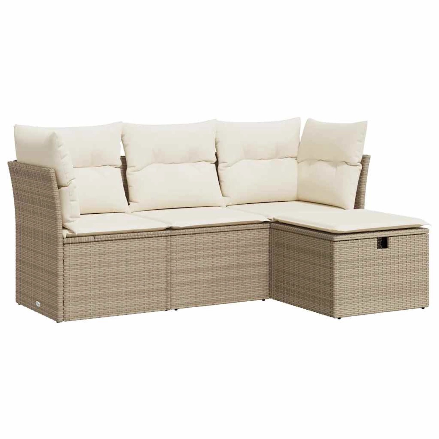 vidaXL 4-Tlg Garten-Sofagarnitur mit Kissen Beige Poly Rattan 3325254 günstig online kaufen