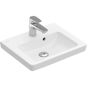 Villeroy & Boch Subway 2.0 Handwaschbecken, Alpinweiß, 45 cm, mit Hahnloch und Armatur.