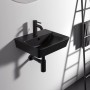 Schwarzes Ideal Standard Handwaschbecken Connect Air, 40 cm, mit Hahnloch und Überlauf.