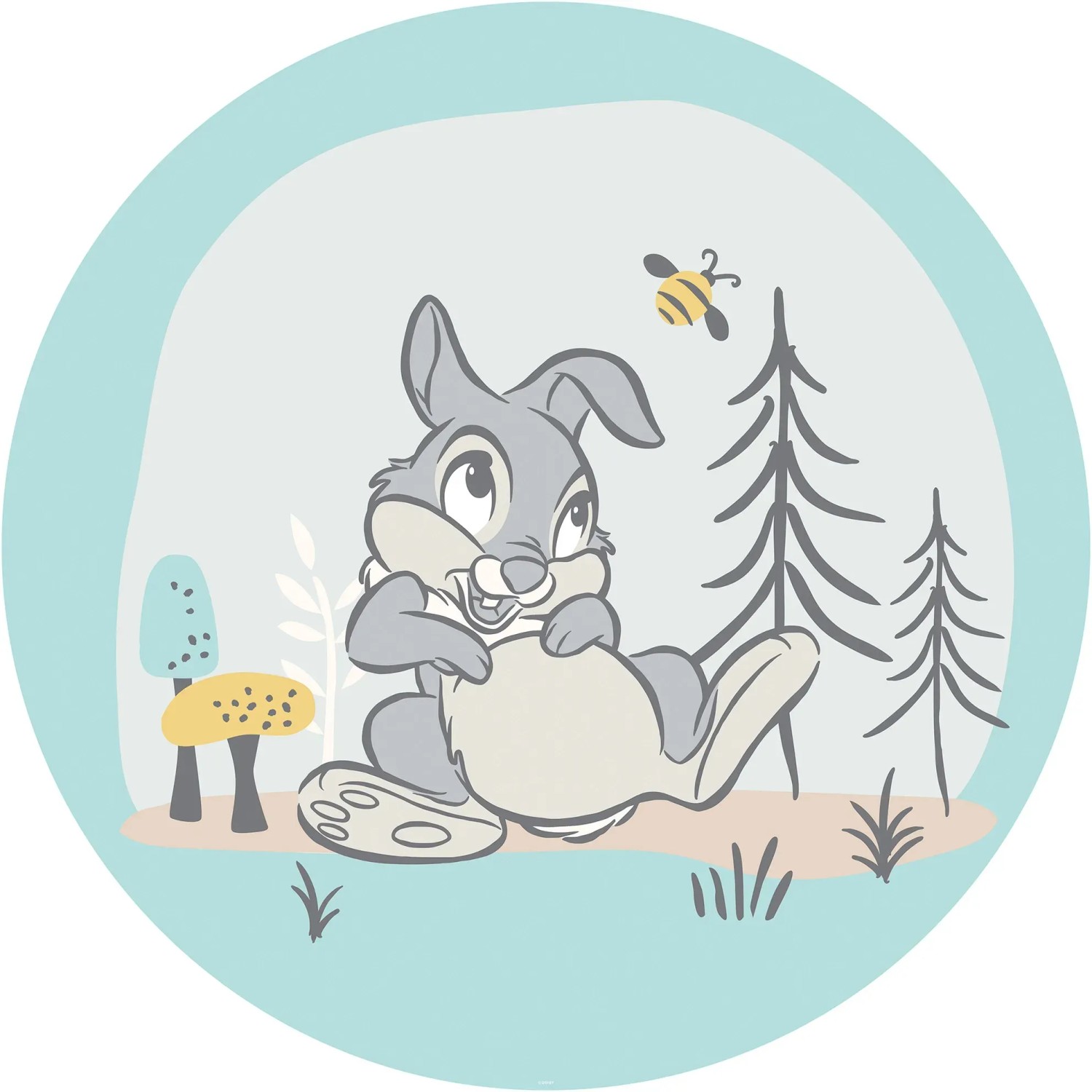 Komar Fototapete Bambi Thumper, glatt, bedruckt, Comic, Retro, mehrfarbig, BxH: 128x128 cm, glatt, bedruckt, selbstklebend