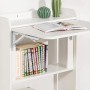 SoBuy Klapp-Schreibtisch FWT92-W, weiß, mit Ablagen und ausgeklappter Tischplatte.