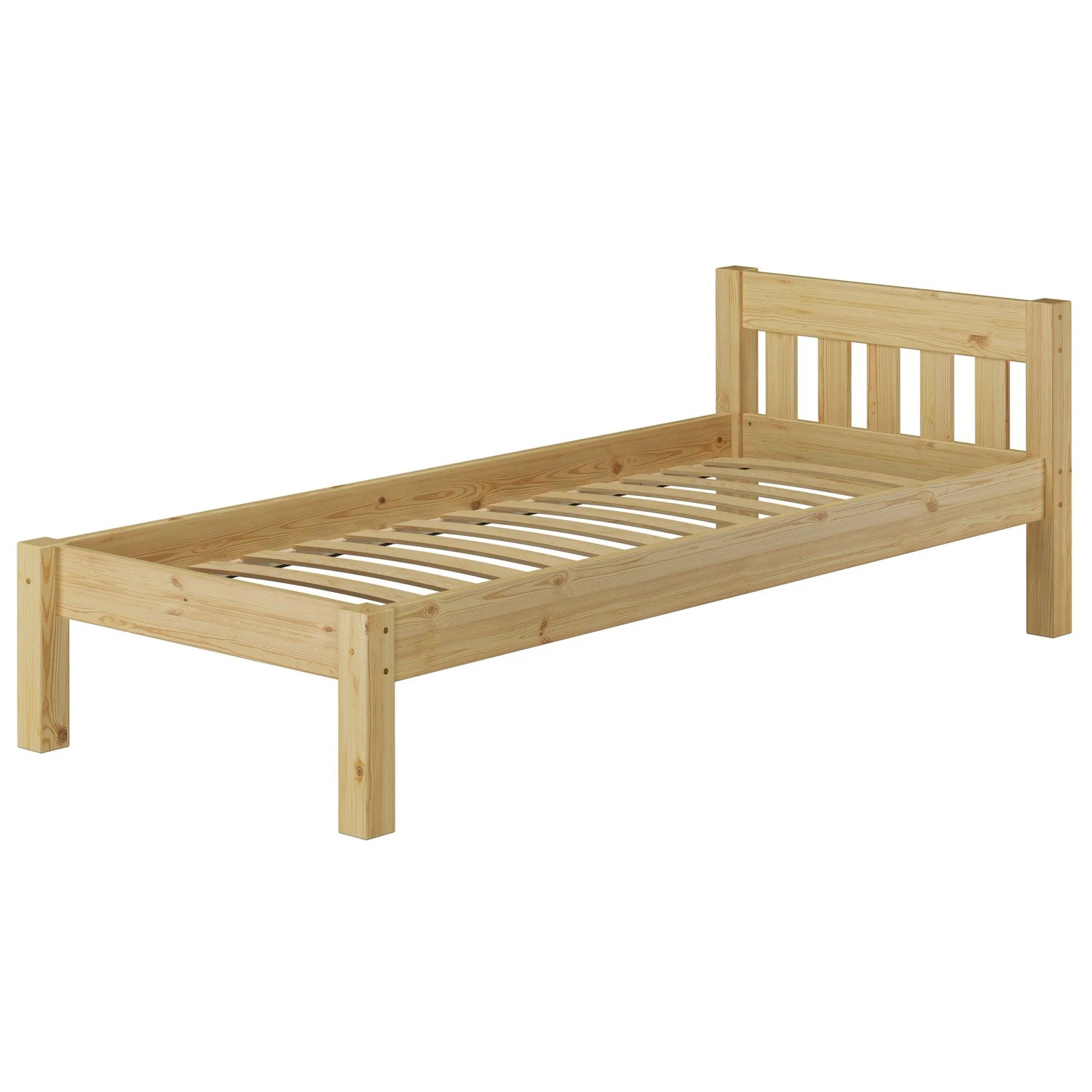 Erst-Holz Schönes Einzelbett 100 x 200 cm Futonbett Holzbett Kiefer Massiv Modell 38 Federleisten