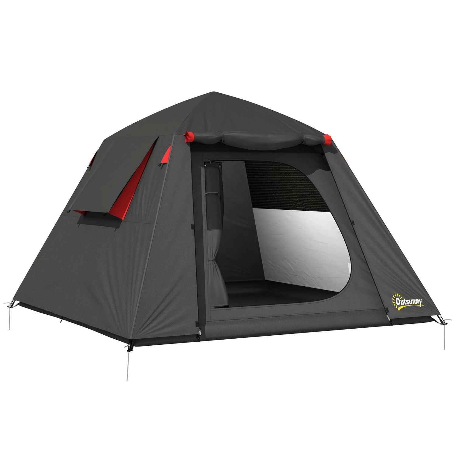 Furnicato Campingzelt Kuppelzelt 2 Personen Dunkelgrau Rot 210x210x150 Cm