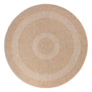 Runder, beiger Outdoor-Teppich Comilla von Ayyildiz, 160x160 cm, in Sisal-Optik.
