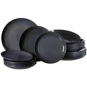 Ritzenhoff & Breker Toledo 18-teiliges Teller-Set aus Steinzeug in Graphitgrau.