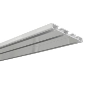 Weiße Gardinia Aluminium Vorhangschiene, 3-läufig, 150 cm lang.