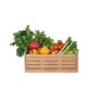 Braune PROREGAL Klappbox Active Lock Holzdekor mit Gemüse und Obst gefüllt.