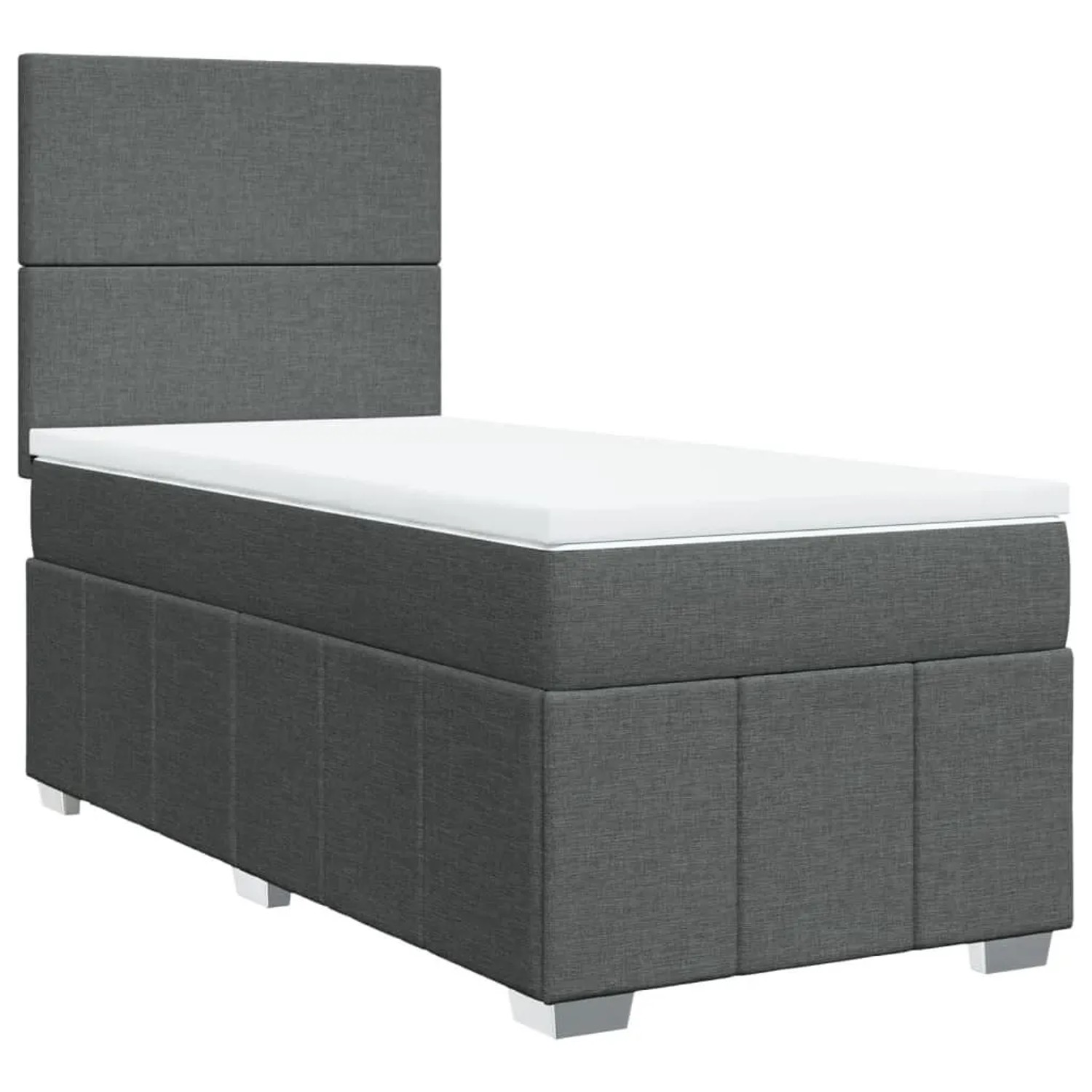 vidaXL Boxspringbett mit Matratze Dunkelgrau 90x200 cm Stoff 3293845