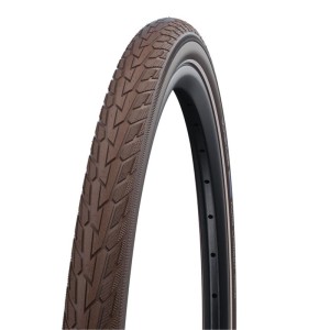 Brauner Schwalbe Road Cruiser Fahrradreifen mit Profil und schwarzer Felge, 28 Zoll.