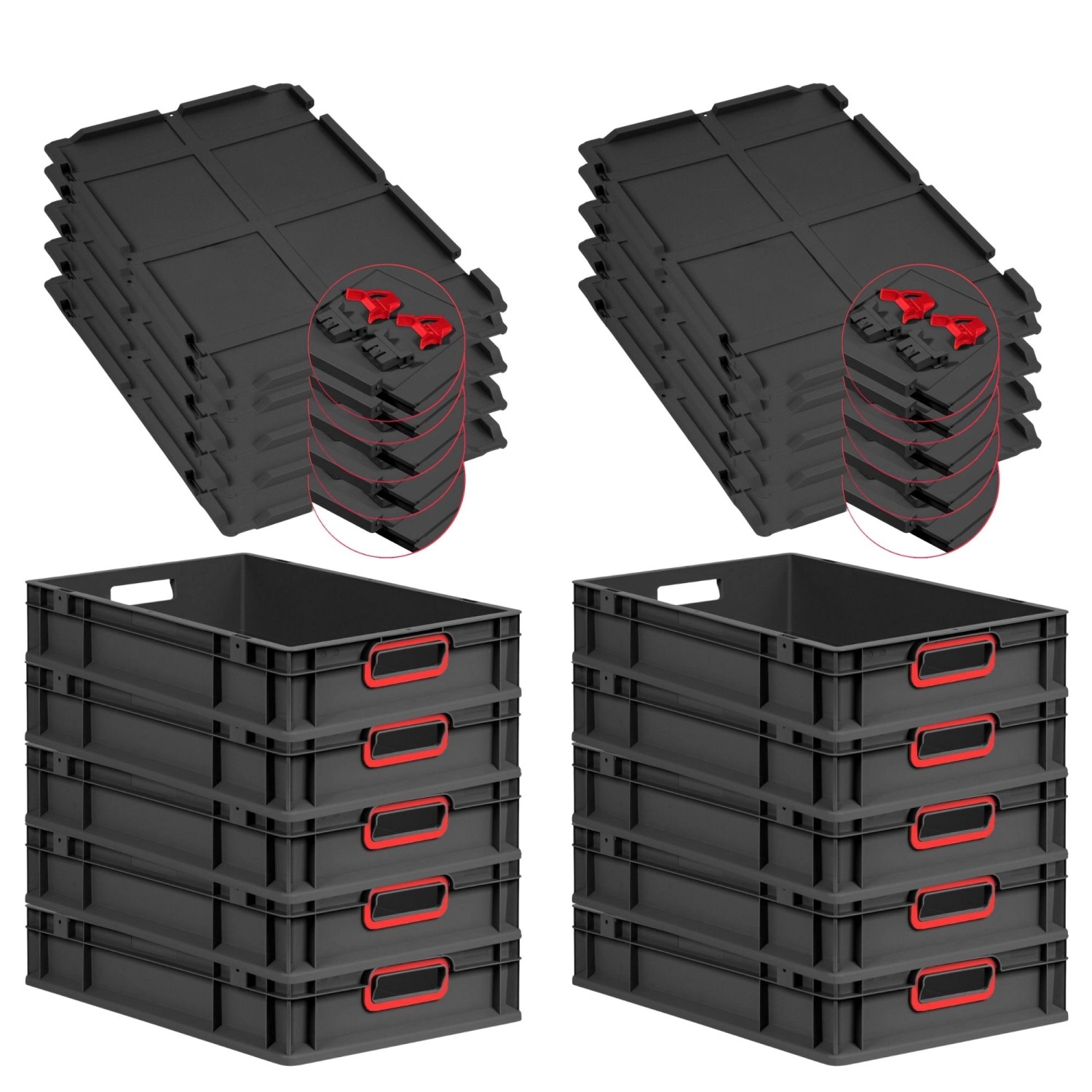 PROREGAL SuperSparSet 10x Eurobox Nextgen Color Mit Scharnierdeckel HxBxT 1 günstig online kaufen