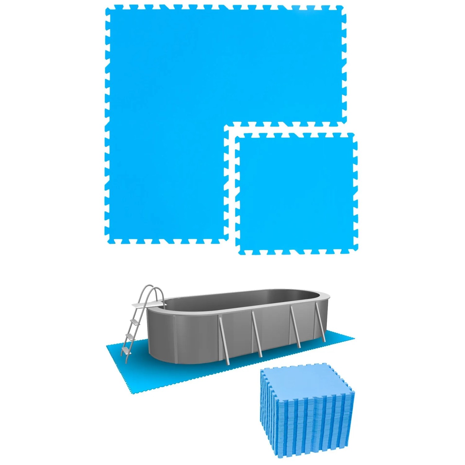 eyepower Poolunterlage 50 x 50 cm 40er Set Blau