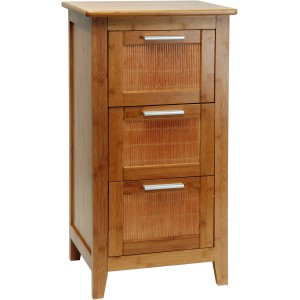Eisl Bambus Unterschrank, Badregal mit 3 Schubladen aus massivem, braunem Bambus.