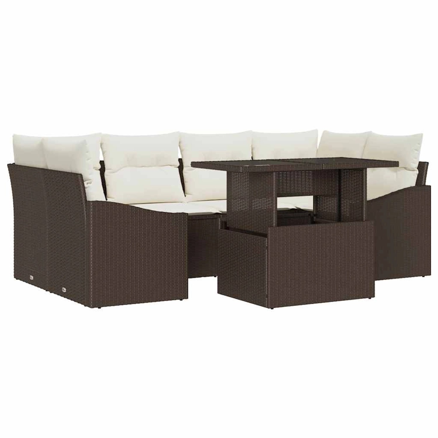 vidaXL Garten-Sofa-Set mit Speicher 7-Tlg Braun Poly Rattan 3357671 günstig online kaufen
