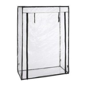 Relaxdays Tomatengewächshaus PVC-Folie Eisen Transparent Schwarz Bodenlos Begehbar 150 cm x 100 cm x 50 cm 2 kg