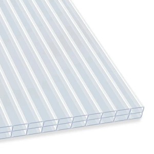Transparente KARAT Doppelstegplatte aus Polycarbonat, 60,5x121cm, 10mm Stärke.