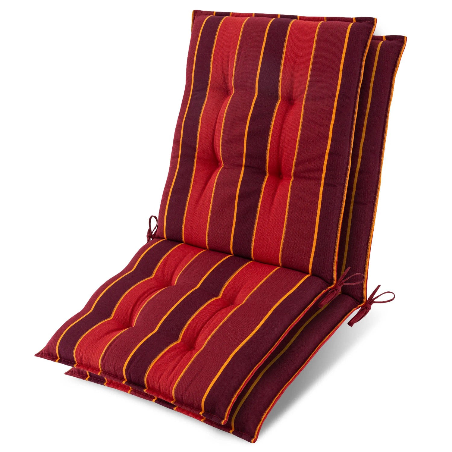 Beautissu 2x Niederlehner Auflage Sun-NL 100x50x8cm Rot-Gestreift