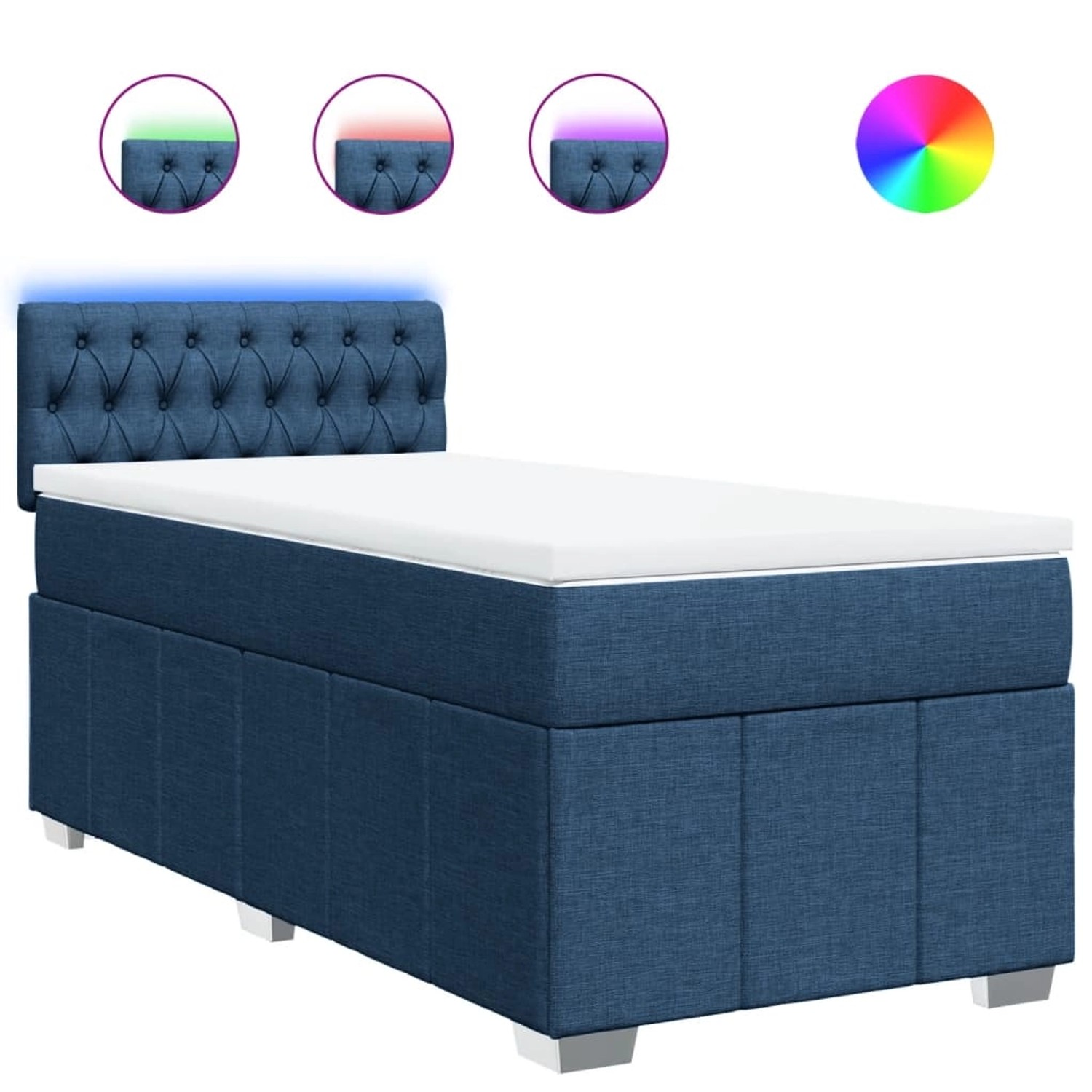 vidaXL Boxspringbett mit Matratze Blau 90x200 cm Stoff 3289264 günstig online kaufen