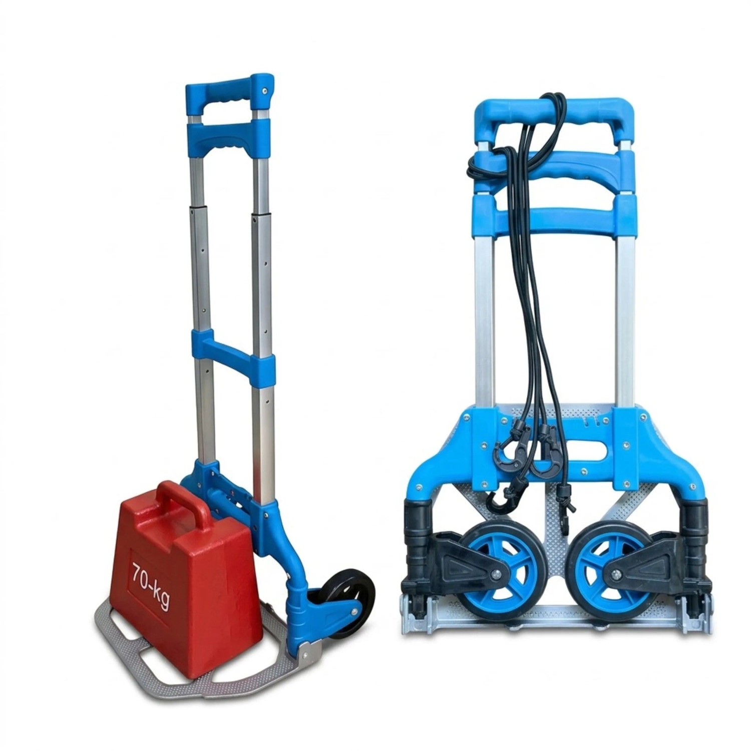 Relaxdays Sackkarre Stahl Blau Klappbar bis 70 kg 98 cm x 38 cm x 41 cm