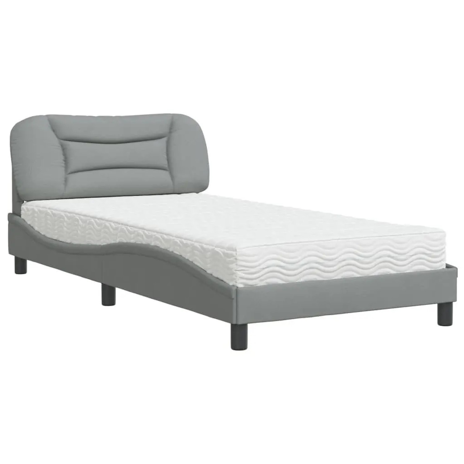 vidaXL Bett mit Matratze Hellgrau 100x200 cm Stoff 3208513