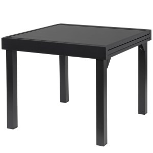 Schwarzer, quadratischer ib style Gartentisch Diplomat, ausziehbar von 90 auf 180 cm.