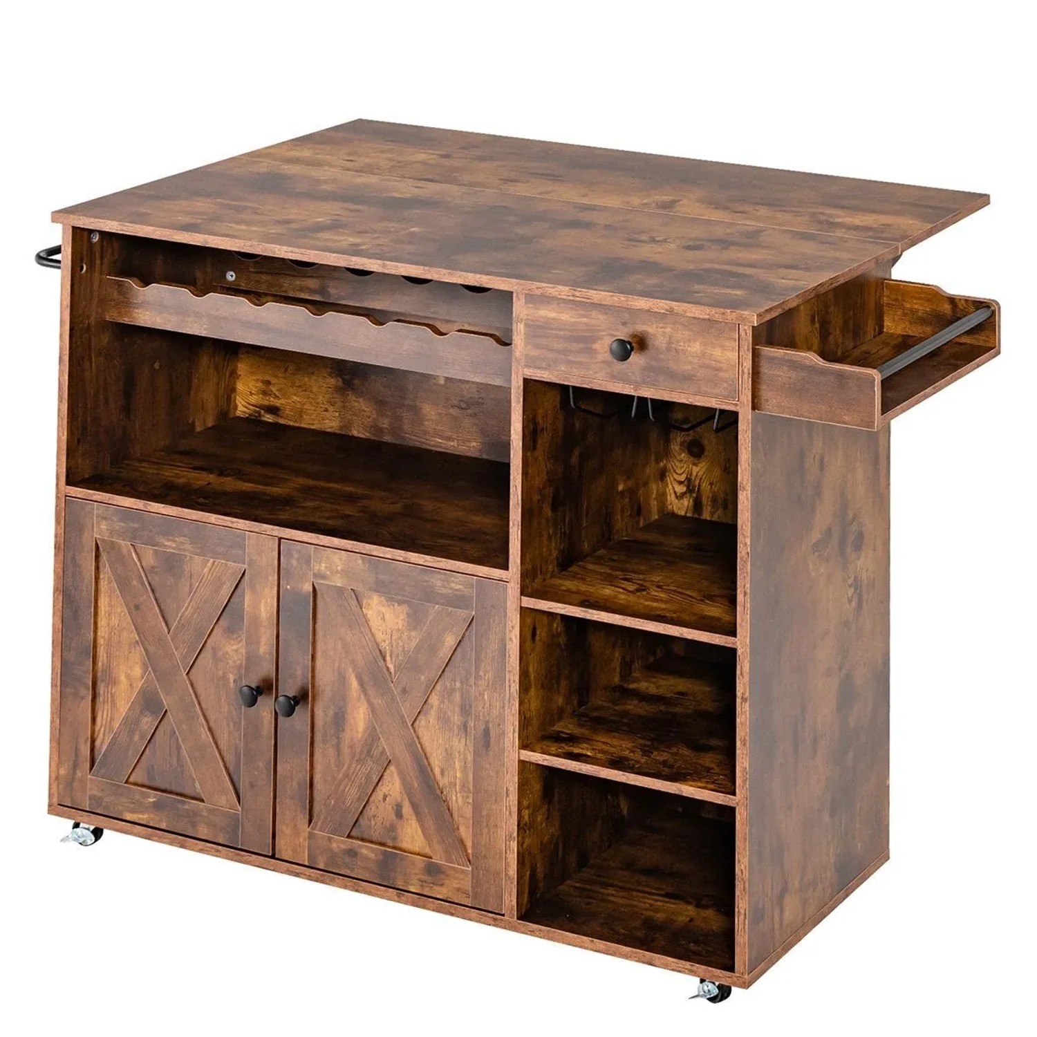 Costway Küchenwagen Auf Rollen mit Klappbarer Arbeitsplatte Braun günstig online kaufen