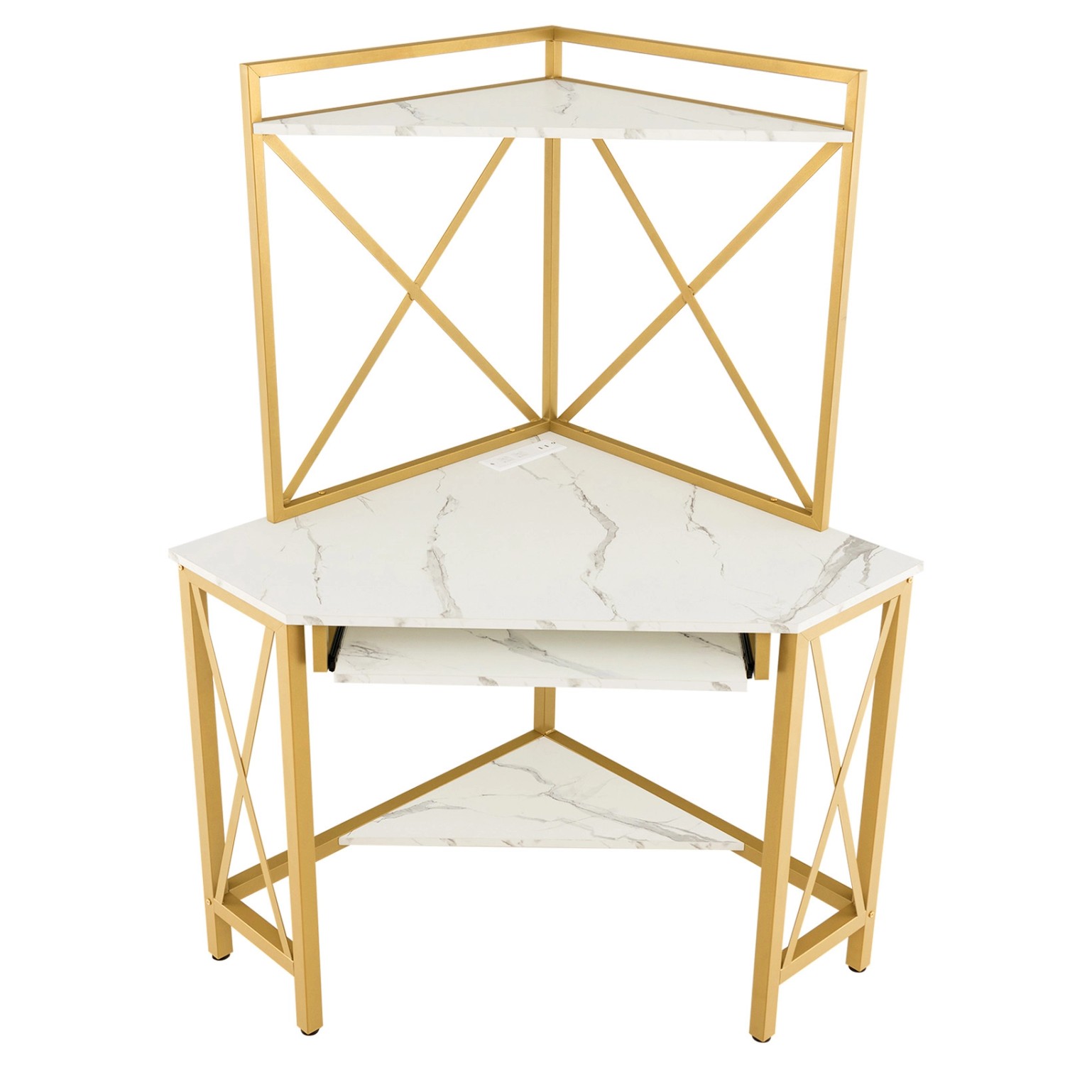 Costway Schreibtisch mit Ladestation 80 x 80 x 145 cm Weiß günstig online kaufen