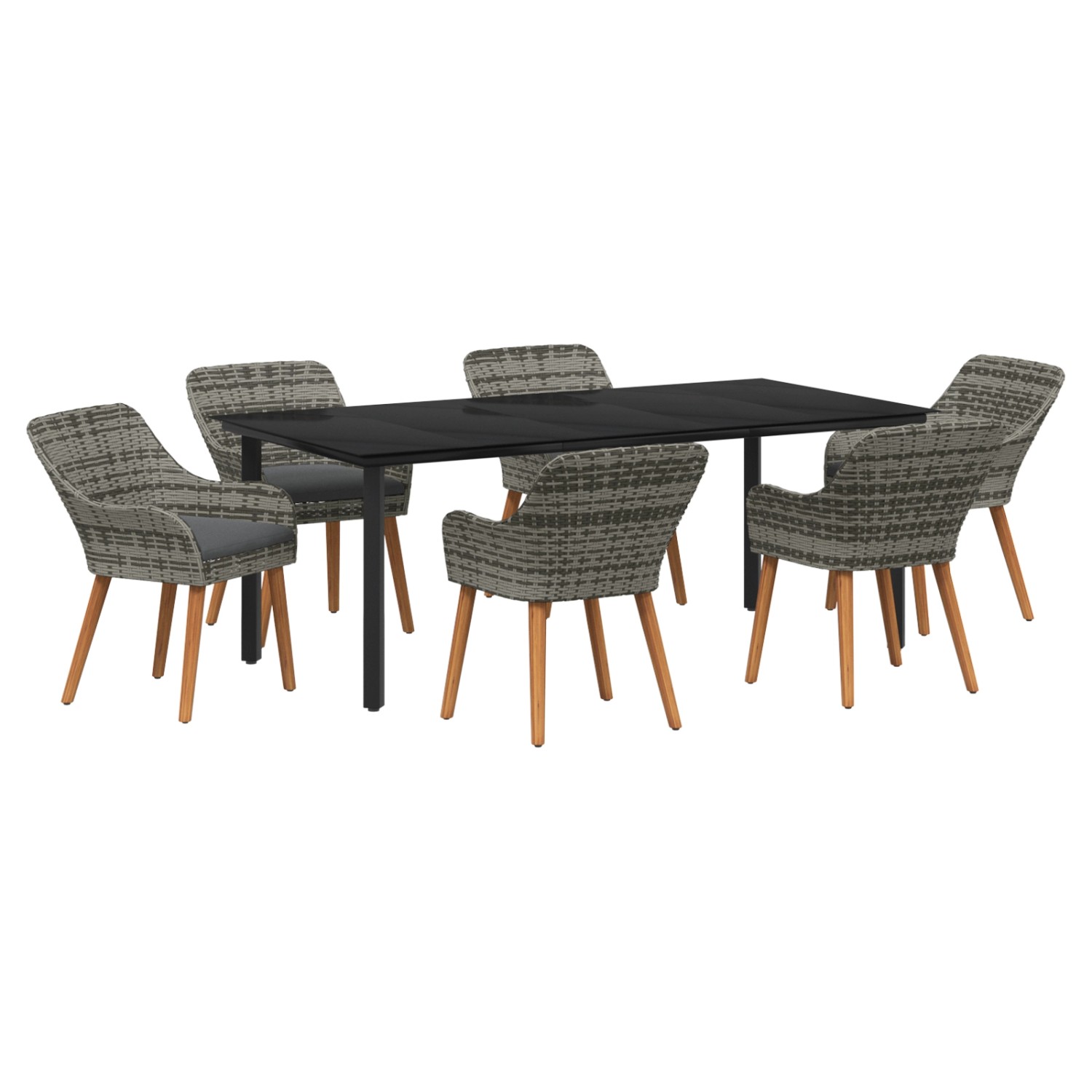 vidaXL 7-Teiliges Gartenspeiseset Grau Poly-Rattan 3261689 günstig online kaufen