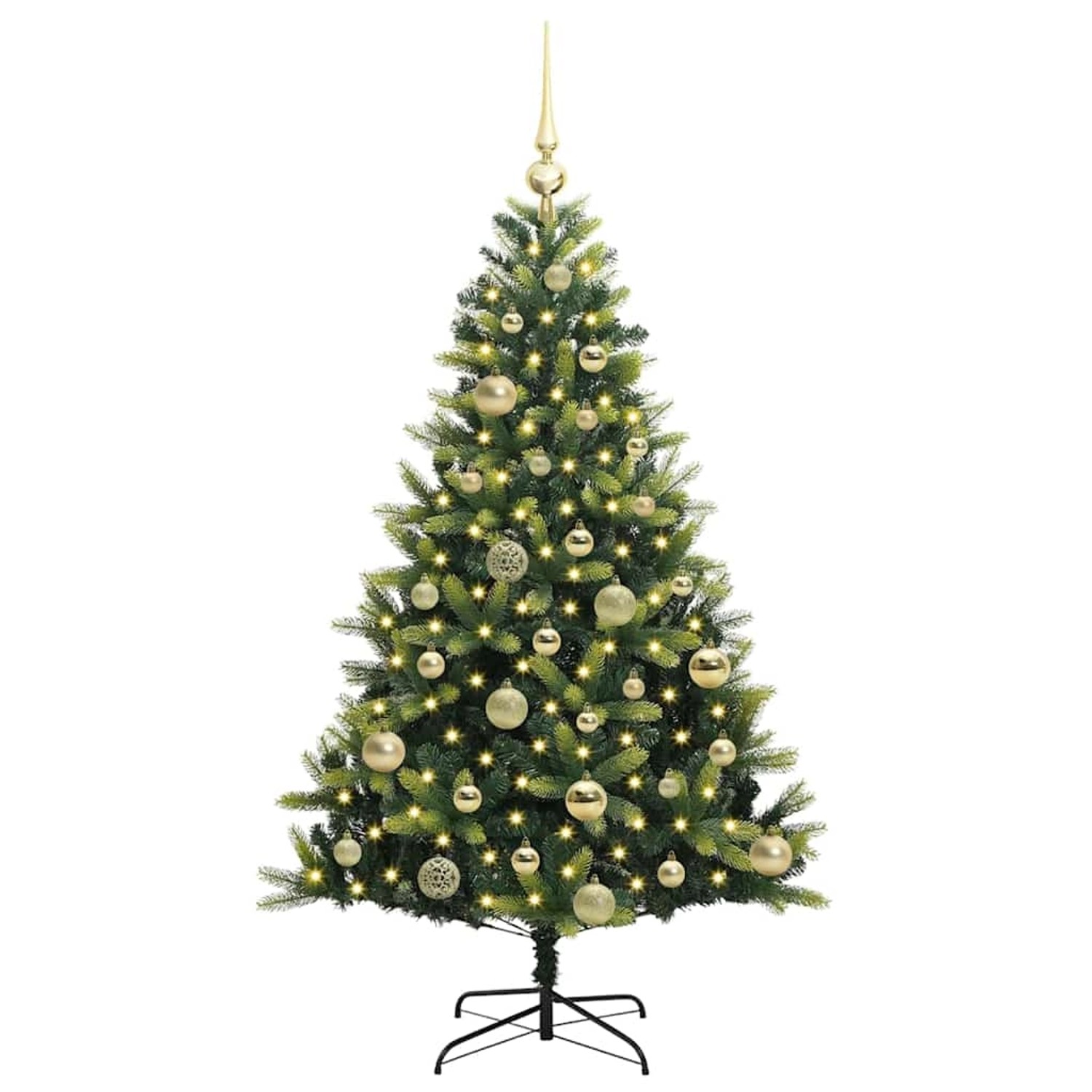 vidaXL Künstlicher Geflammter Weihnachtsbaum 150 LEDs Grün 120 cm 3395977