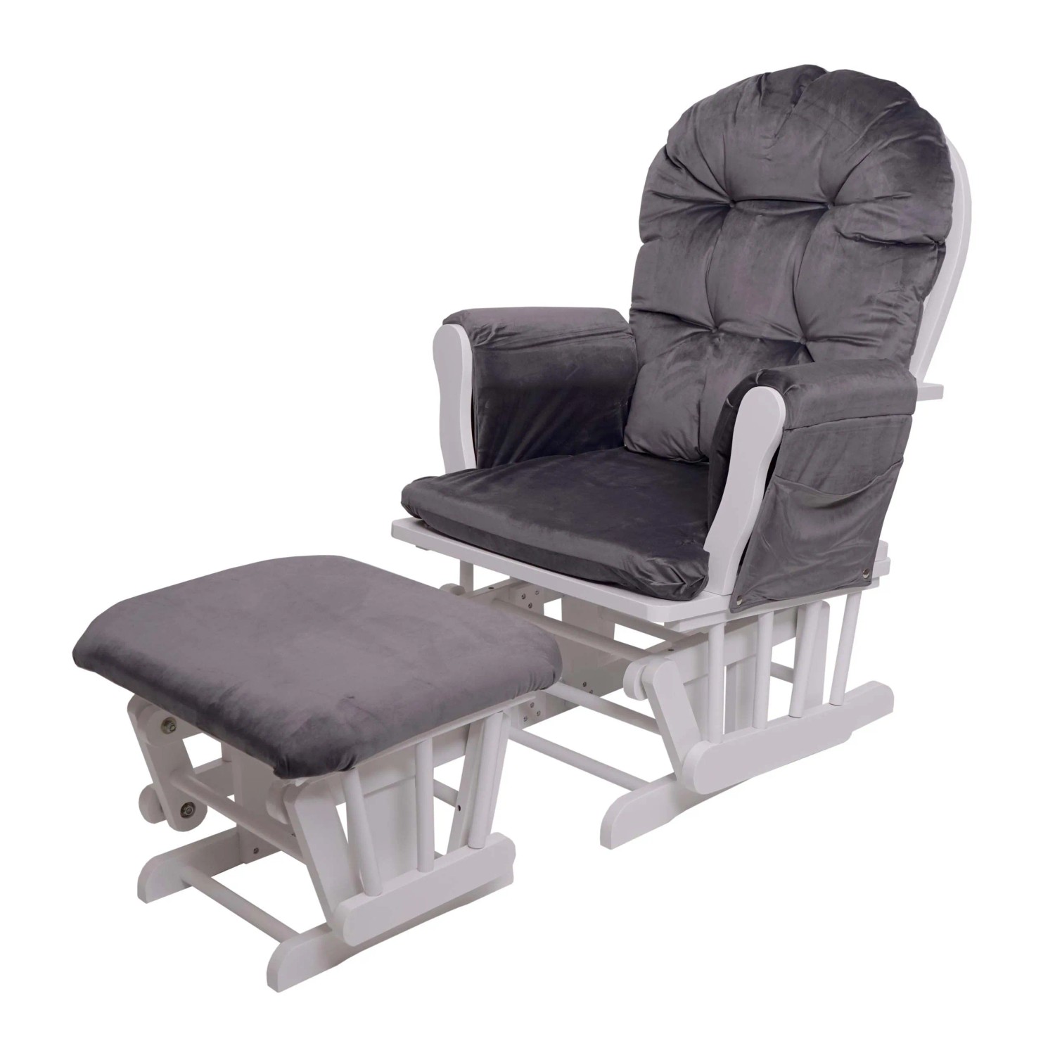 MCW Relaxsessel C76 Schwingstuhl Samt Grau Gestell Weiß