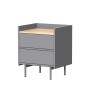 Vicco Nachttisch Velina Grau Eiche 48 x 58 mit 2 Schubladen
