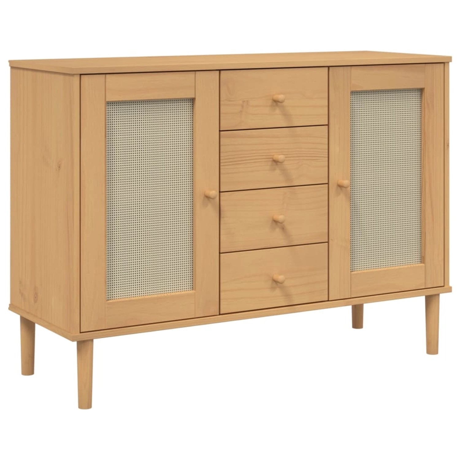 vidaXL Sideboard SENJA Rattan-Optik Braun 112x40x80 cm Kiefernholz 358025 günstig online kaufen