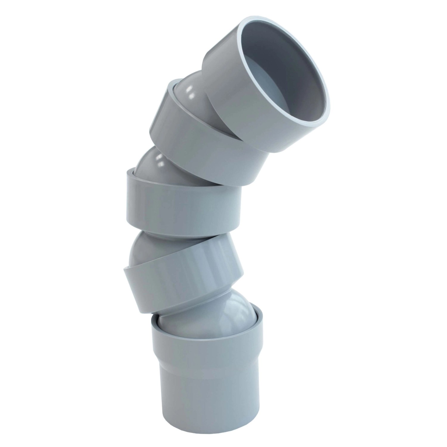 Inefa Flexibler Rohrbogen PVC 4x DN 50 67-90 Grad Bogenstück Grau