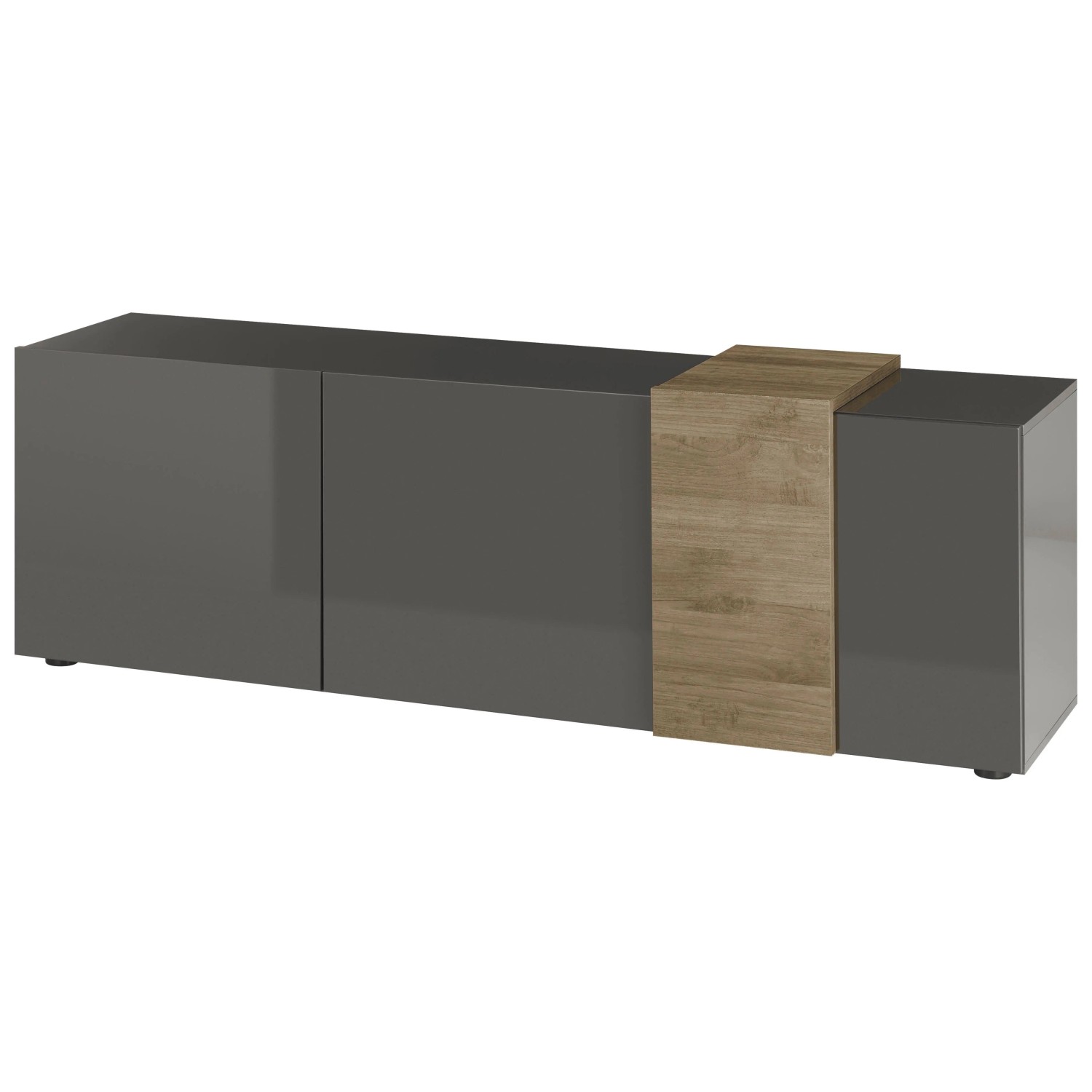 Premium Living Lowboard Positano Eichefarben/Dunkelgrau