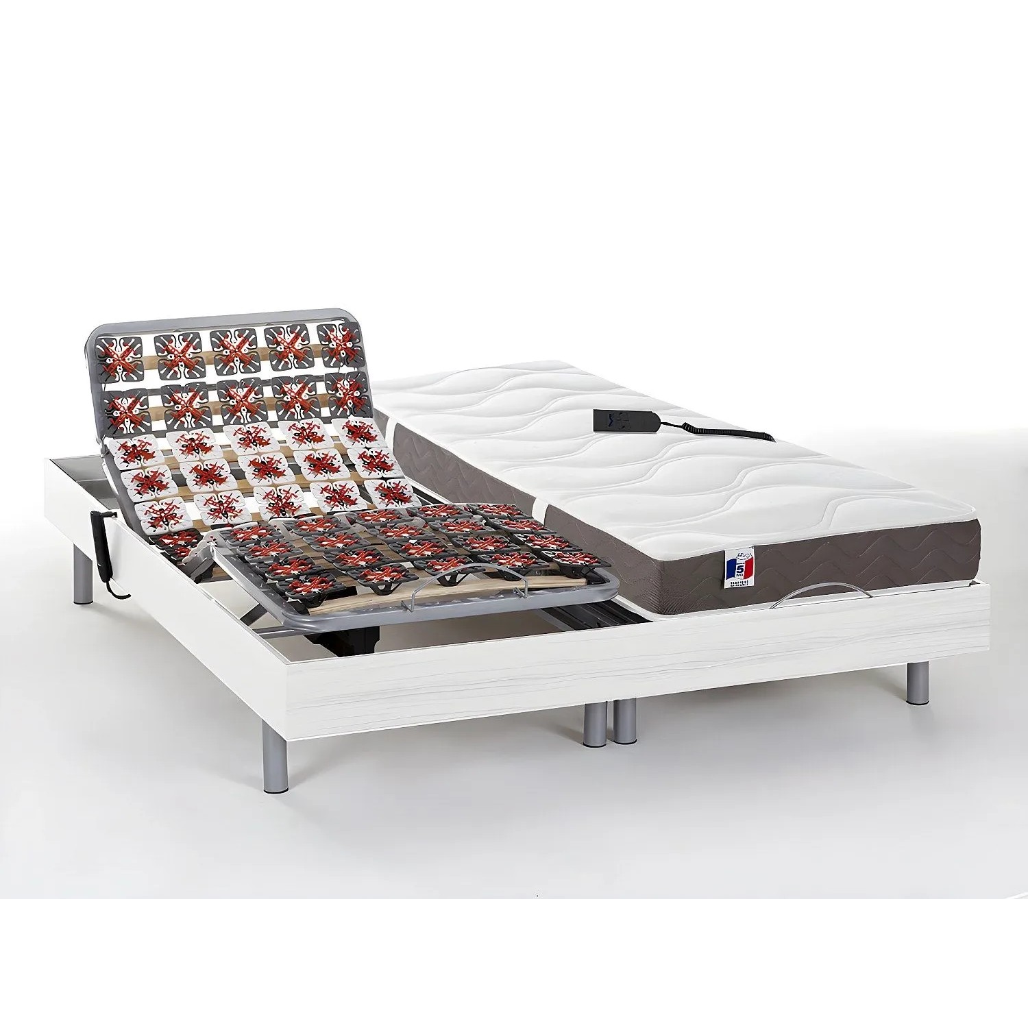 Vente-unique Bett Mit Elektrischem Lattenrost Jupiter Weiß 190 cm  71 cm