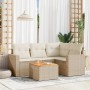 Beige 5-tlg. vidaXL Garten-Sofagarnitur aus Rattan mit Kissen für Terrasse und Garten.