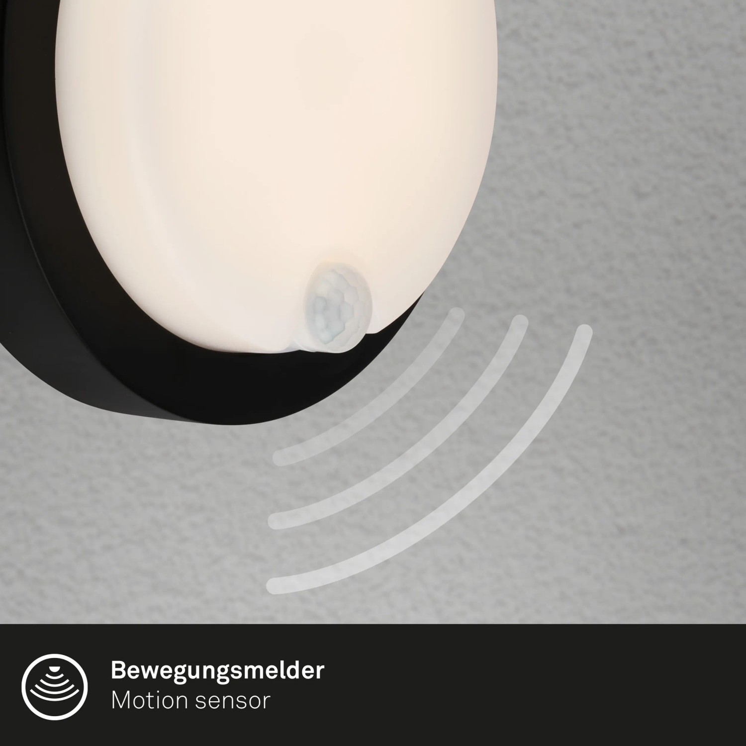 Brilo Akku Außenwandleuchte Pula, schwarz, mit Bewegungsmelder. Wandlampe für den Außenbereich.