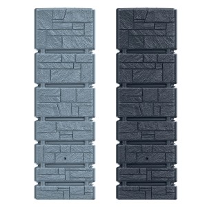 Graue Waterform Regentonne Tower Stone, 350 l, mit Steinoptik für den Garten.
