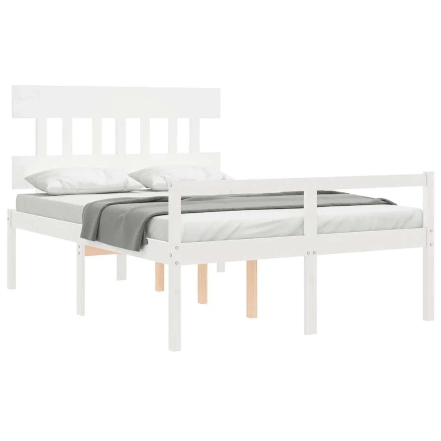 vidaXL Seniorenbett mit Kopfteil Weiß Massivholz 3195387