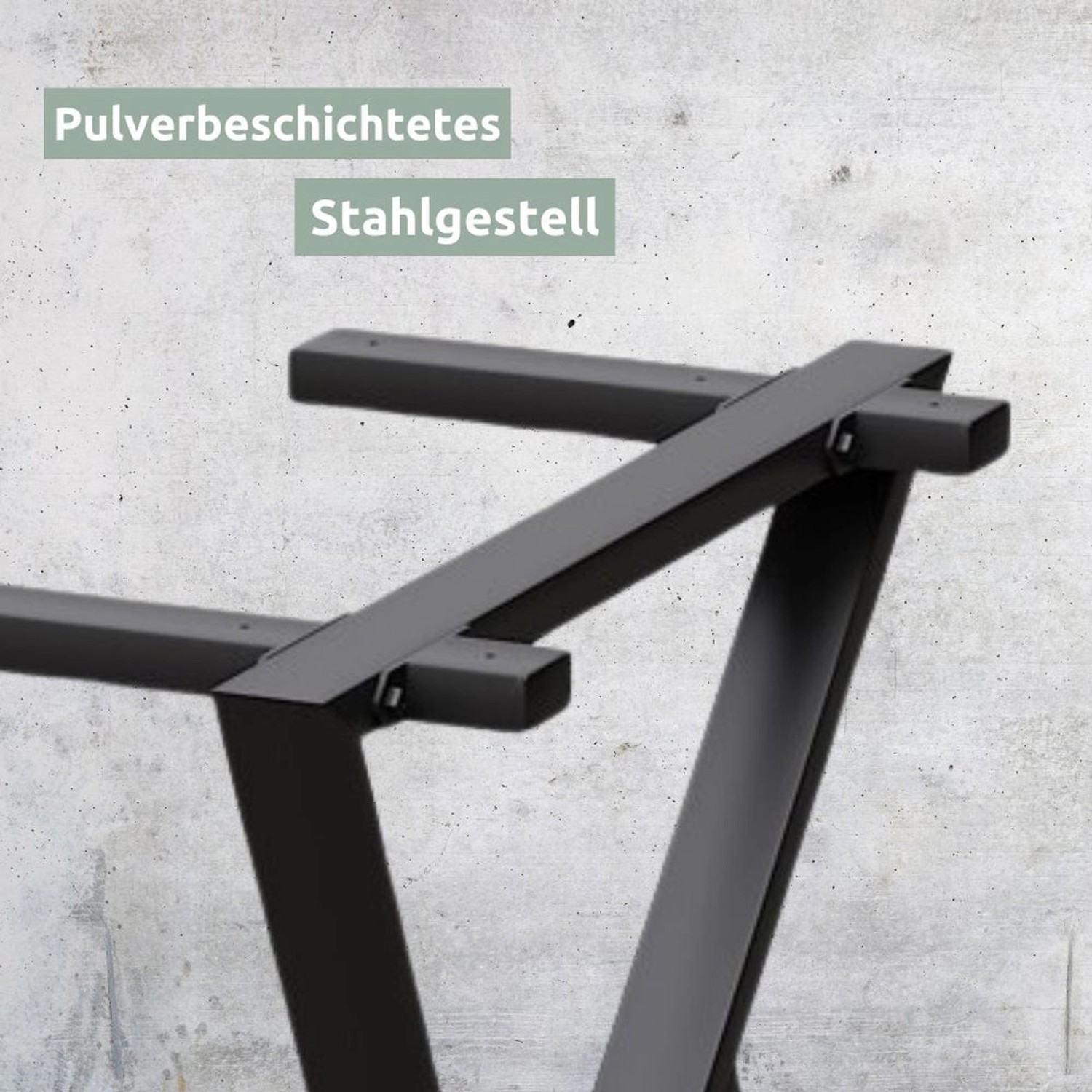 Schwarzes holz4home Doppel Dreieck Tischgestell aus Metall (1 Paar) für Esstische.