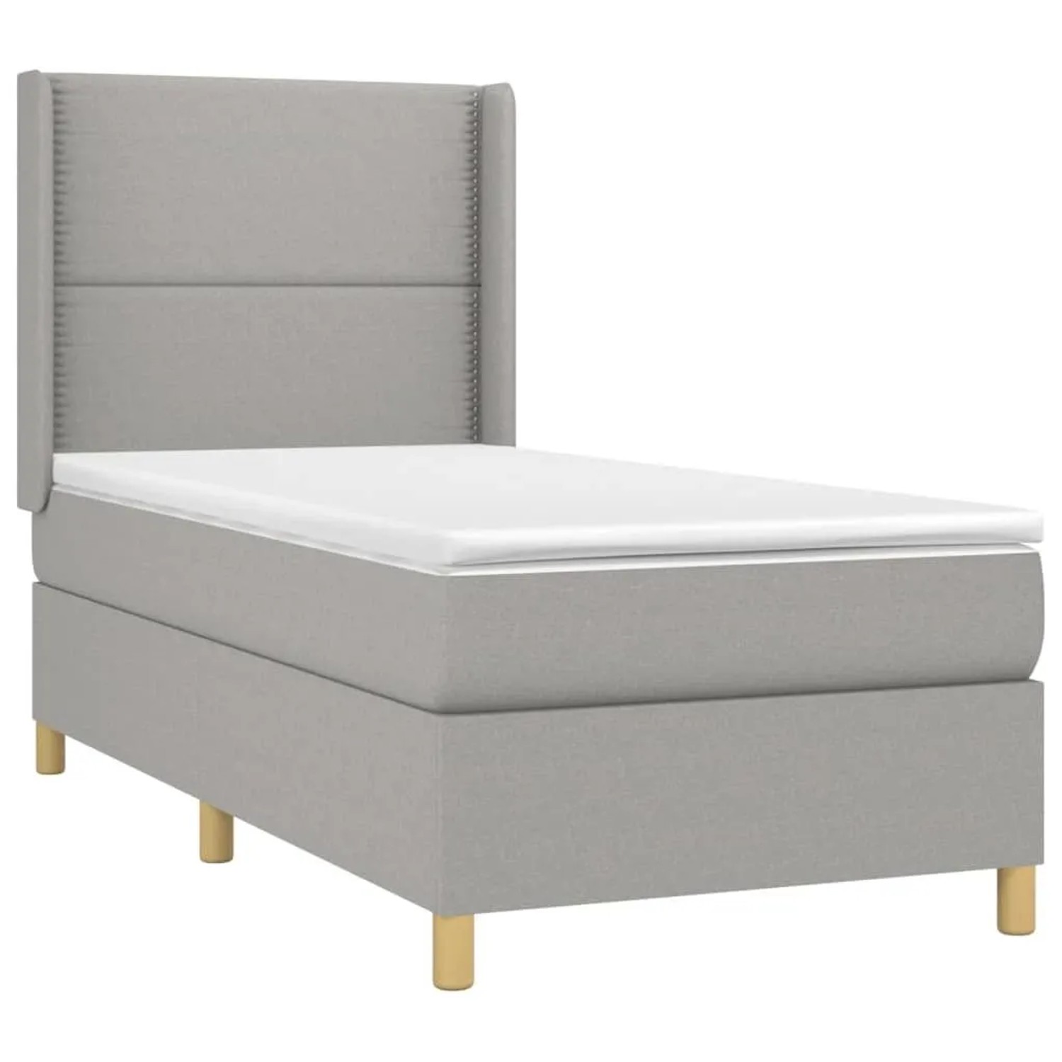 vidaXL Boxspringbett mit Matratze Hellgrau 100x200 cm Stoff 3131889