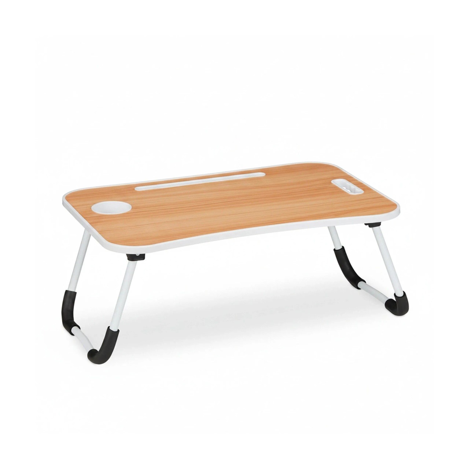 Relaxdays Laptoptisch Kunststoff Eisen Hellbraun Weiß Schwarz Klappbar Rutschfest 26 cm x 63 cm x 40 cm