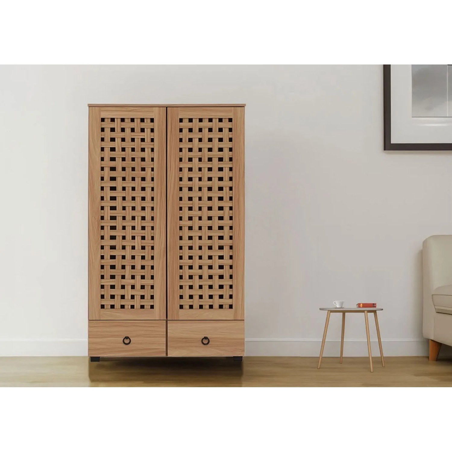 MCW Schrank N87 3D-Flecht-Design Soft-Close 138x80x36cm Weiß_5
