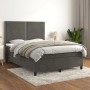 Dunkelgraues vidaXL Boxspringbett 140x190 cm mit Samtbezug und Matratze.